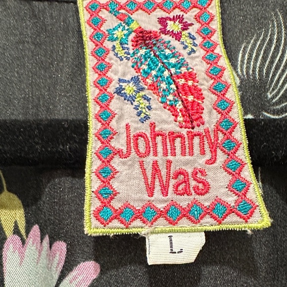 Johnny Was Silk Black Blouse with Colorful Embroidery - Picture 2 of 15